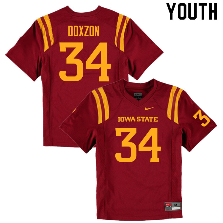 Youth #34 Blaze Doxzon Iowa State Cyclones College Football Jerseys Sale-Cardinal - Click Image to Close